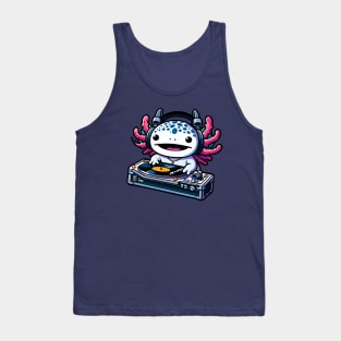 Tiny DJ Axolotl - Adorable Salamander Amphibian Tank Top